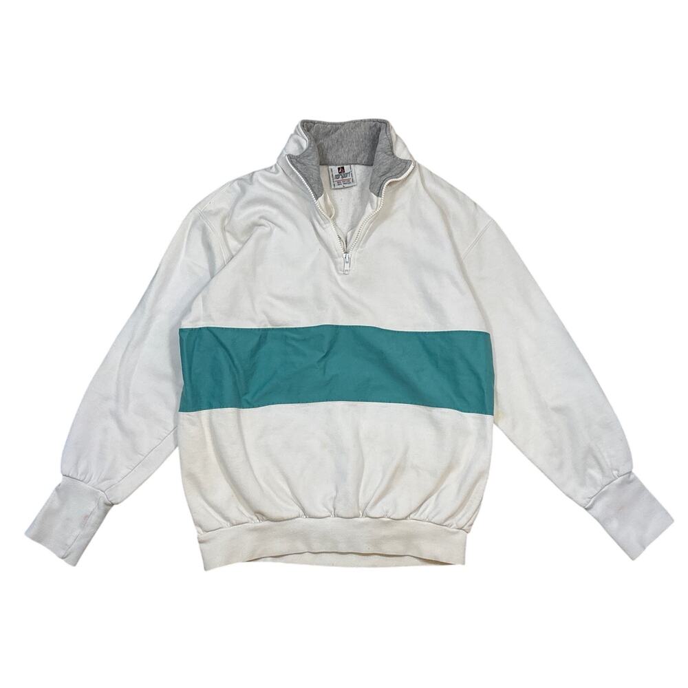 Vintage 80s Norsport 1/4 zip sweatshirt yacht style patch sew grunge Large